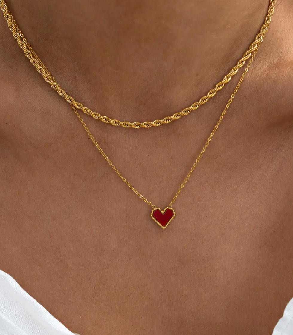 timi Sarah Red Hearts Necklace